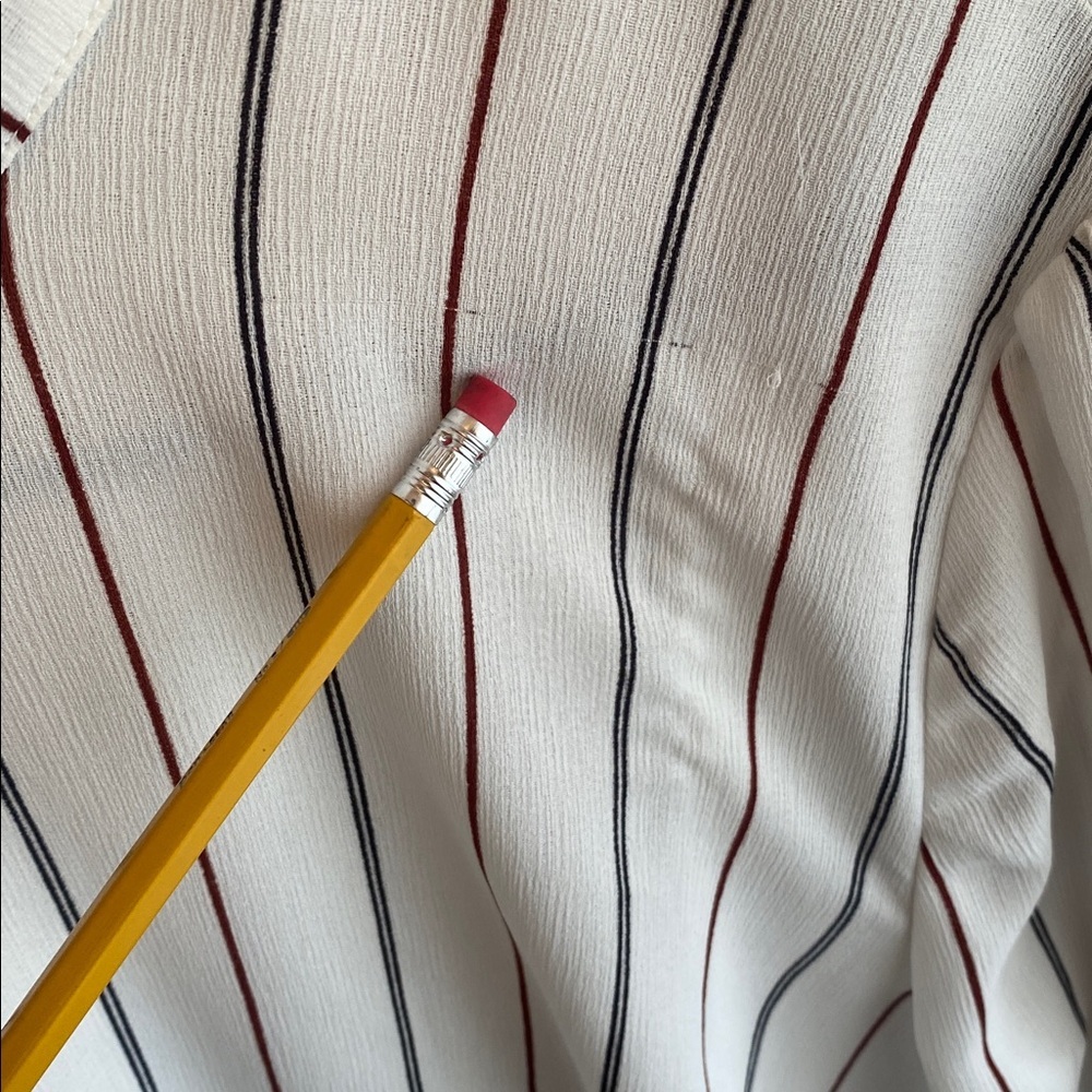 Ann Taylor White Blouse with Red and Black Stripes - Picture 7 of 11